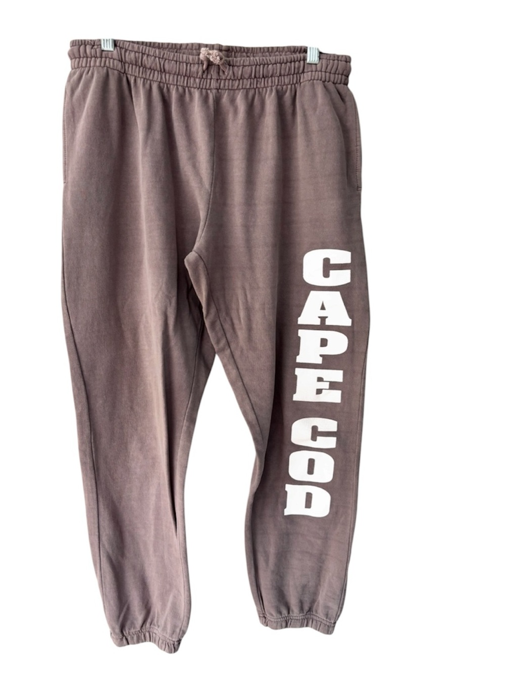 Cape Cod Deep Tan Mocha Graphic Jogger Cotton Terry Sweatpants SZ M